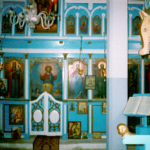 Right side partial view of the (svetilnik) icons of Sveti Nikola of T’rsye, with the Psalmist elevated place on the lower right.